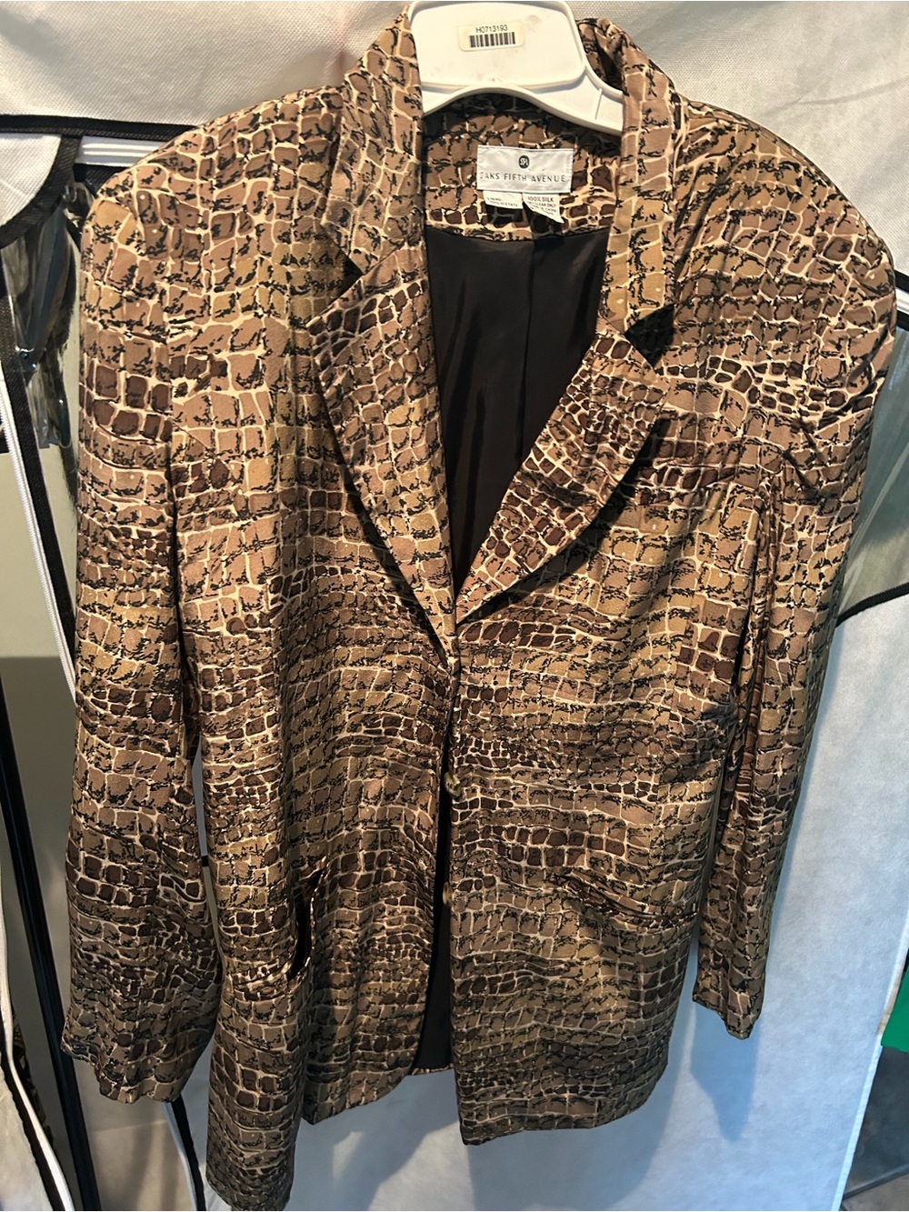 Saks Fifth Avenue Brown Animal-Print Blazer